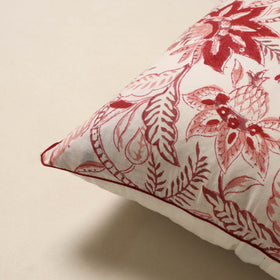 White - cotton sanganeri cushion cover 13 - handcrafted