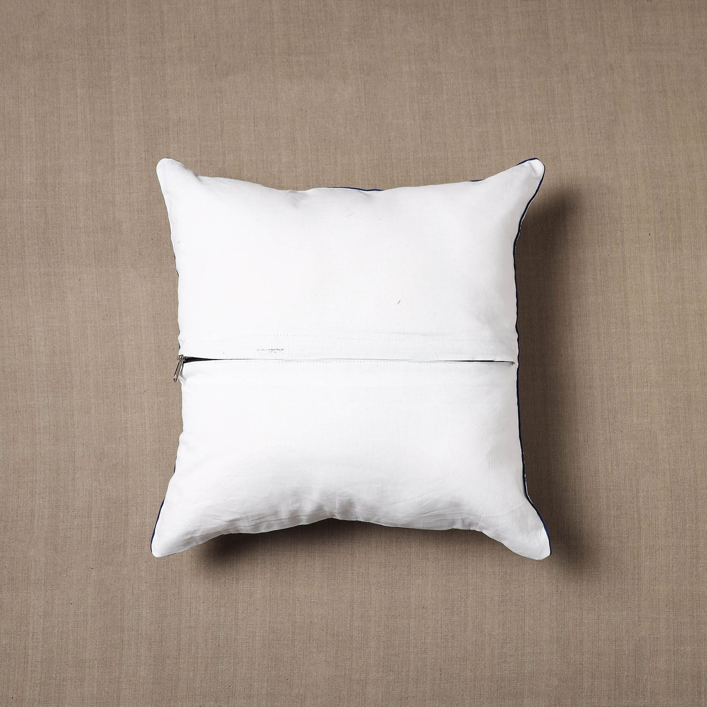 White Block Print Cotton Sanganeri Cushion Cover