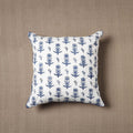 White Block Print Cotton Sanganeri Cushion Cover