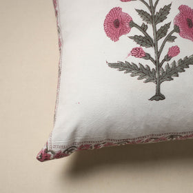 Cotton sanganeri cushion cover (16 x 16 in) 02 - handcrafted