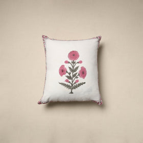 Cotton sanganeri cushion cover (16 x 16 in) 02 - handcrafted