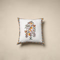 Cotton sanganeri cushion cover (16 x 16 in) 03 - handcrafted