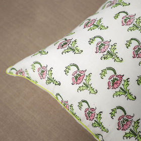 White - cotton sanganeri cushion cover (16 x 16 in) 05