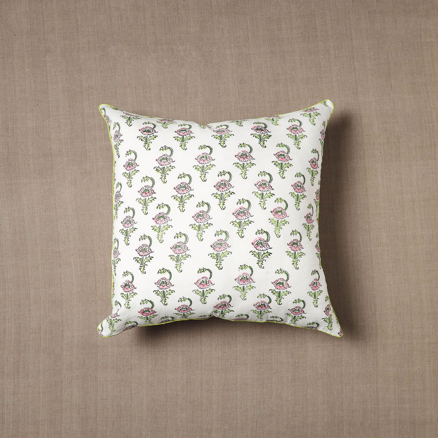 White - cotton sanganeri cushion cover (16 x 16 in) 05