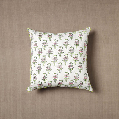 White - cotton sanganeri cushion cover (16 x 16 in) 05