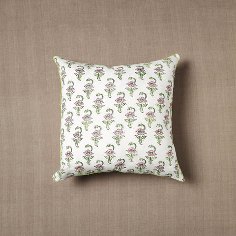 White - cotton sanganeri cushion cover (16 x 16 in) 05