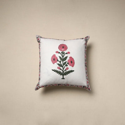 Cotton sanganeri cushion cover (16 x 16 in) 06 - handcrafted