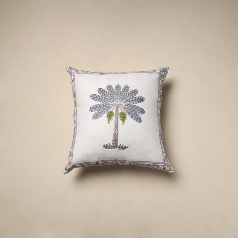 Cotton sanganeri cushion cover (16 x 16 in) 09 - handcrafted