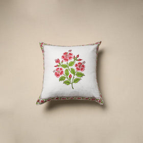 Cotton sanganeri cushion cover (16 x 16 in) 10 - handcrafted