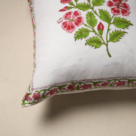 Cotton sanganeri cushion cover (16 x 16 in) 10 - handcrafted