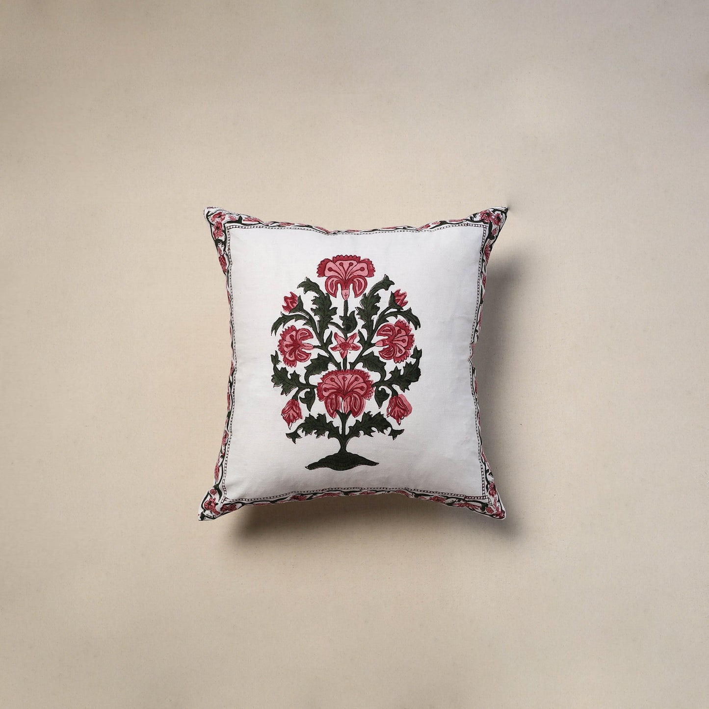 Cotton sanganeri cushion cover (16 x 16 in) 113