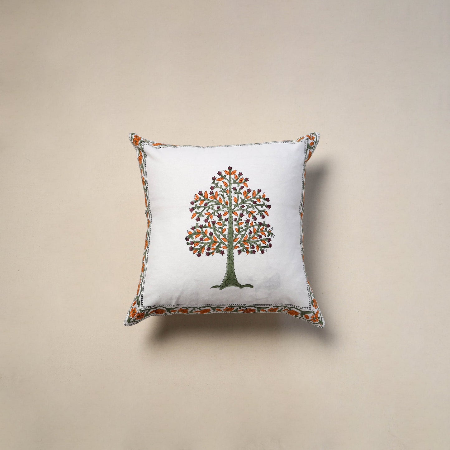 Cotton sanganeri cushion cover (16 x 16 in) 114