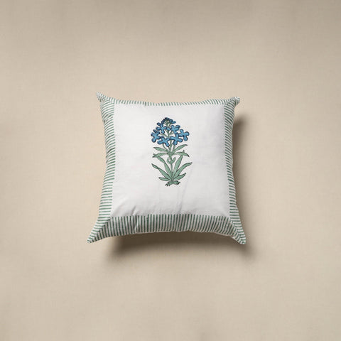 Cotton sanganeri cushion cover (16 x 16 in) 13 - handcrafted