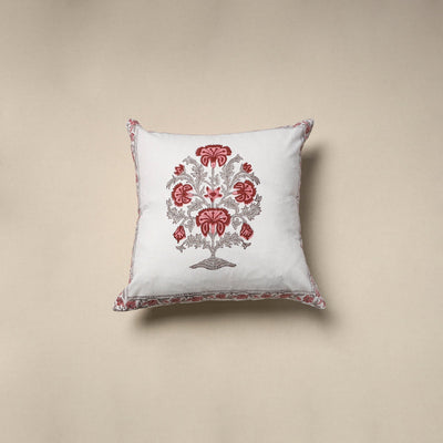 Cotton sanganeri cushion cover (16 x 16 in) 14 - handcrafted
