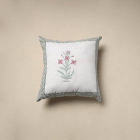 Cotton sanganeri cushion cover (16 x 16 in) 15 - handcrafted