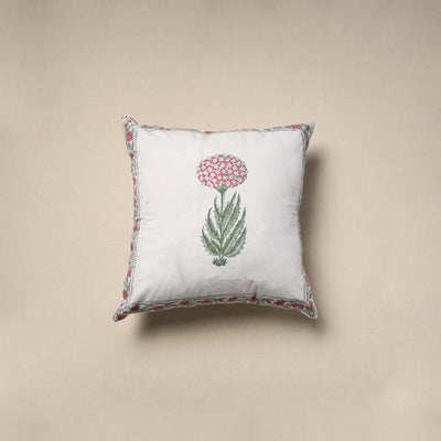 Cotton sanganeri cushion cover (16 x 16 in) 17 - handcrafted
