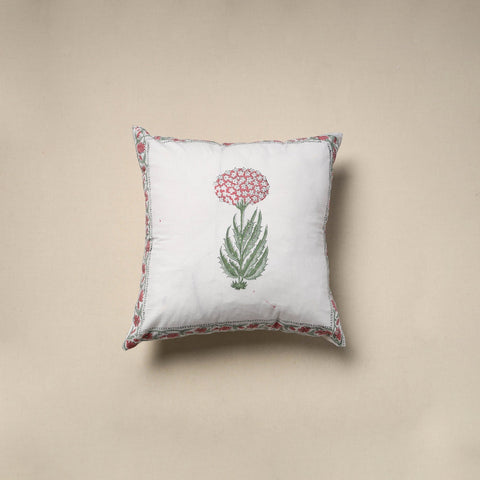 Cotton sanganeri cushion cover (16 x 16 in) 17 - handcrafted