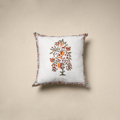 Cotton sanganeri cushion cover (16 x 16 in) 19 - handcrafted