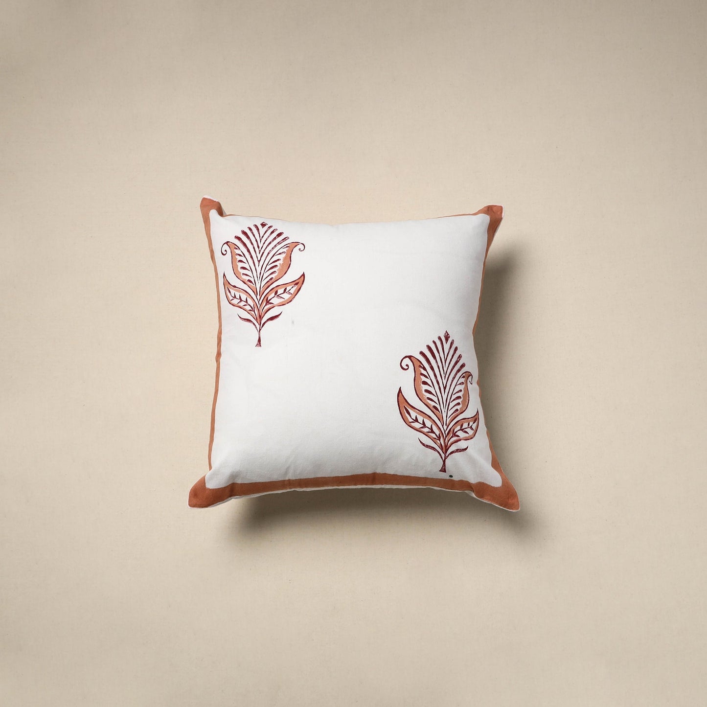 Cotton sanganeri cushion cover (16 x 16 in) 22 - handcrafted