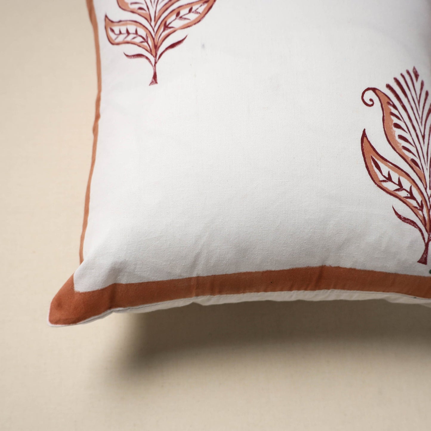 Cotton sanganeri cushion cover (16 x 16 in) 22 - handcrafted