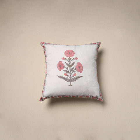 Cotton sanganeri cushion cover (16 x 16 in) 25 - handcrafted