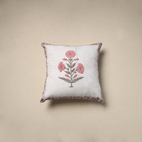 Cotton sanganeri cushion cover (16 x 16 in) 25 - handcrafted