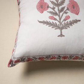 Cotton sanganeri cushion cover (16 x 16 in) 25 - handcrafted