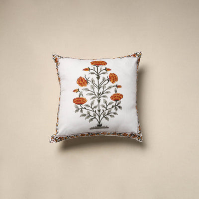 Cotton sanganeri cushion cover (16 x 16 in) 29 - handcrafted