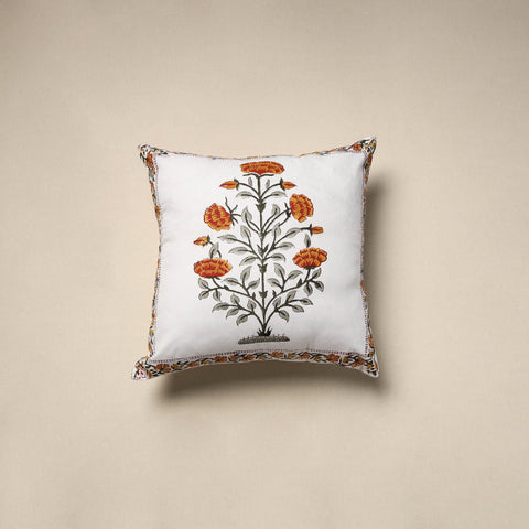 Cotton sanganeri cushion cover (16 x 16 in) 29 - handcrafted