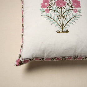 Cotton sanganeri cushion cover (16 x 16 in) 32 - handcrafted