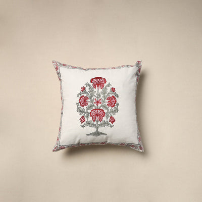 Cotton sanganeri cushion cover (16 x 16 in) 33 - handcrafted