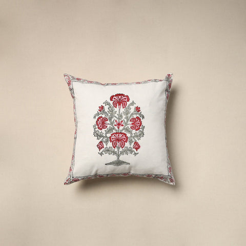 Cotton sanganeri cushion cover (16 x 16 in) 33 - handcrafted