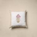 Cotton sanganeri cushion cover (16 x 16 in) 36 - handcrafted