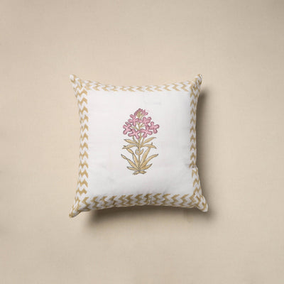 Cotton sanganeri cushion cover (16 x 16 in) 36 - handcrafted