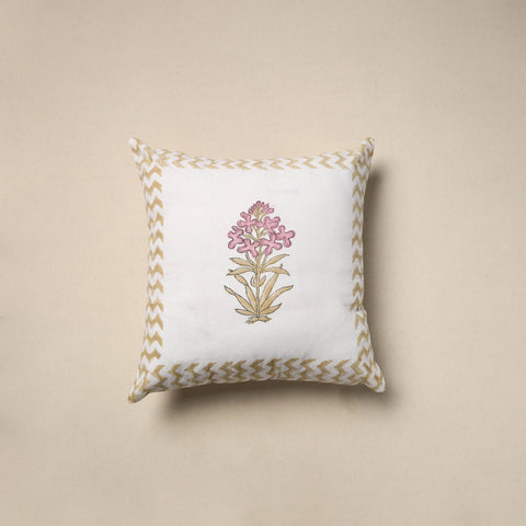 Cotton sanganeri cushion cover (16 x 16 in) 36 - handcrafted