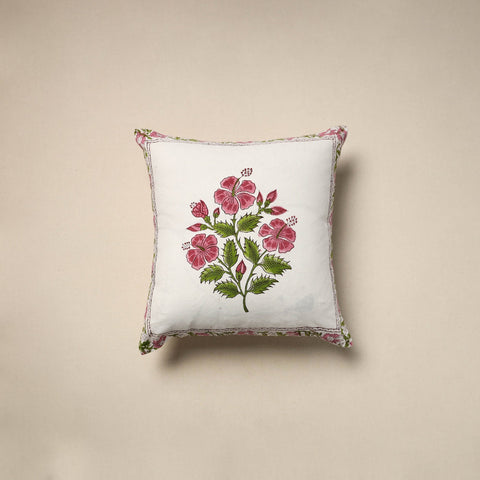 Cotton sanganeri cushion cover (16 x 16 in) 37 - handcrafted