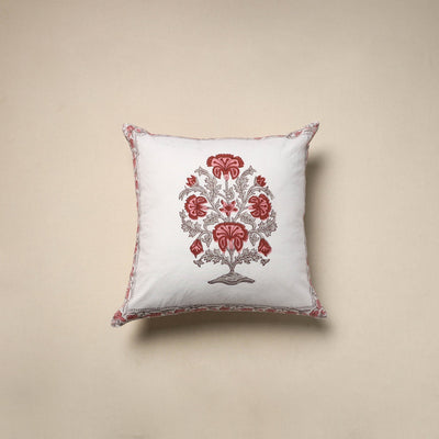 Cotton sanganeri cushion cover (16 x 16 in) 39 - handcrafted