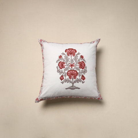 Cotton sanganeri cushion cover (16 x 16 in) 39 - handcrafted