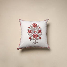 Cotton sanganeri cushion cover (16 x 16 in) 39 - handcrafted