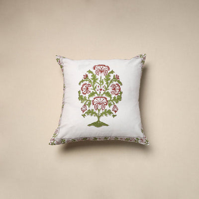 Cotton sanganeri cushion cover (16 x 16 in) 41 - handcrafted