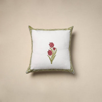 Cotton sanganeri cushion cover (16 x 16 in) 43 - handcrafted