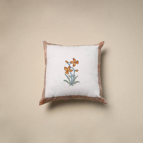 Cotton sanganeri cushion cover (16 x 16 in) 44 - handcrafted