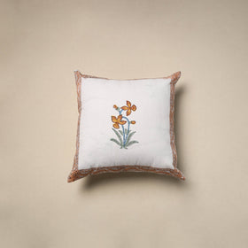 Cotton sanganeri cushion cover (16 x 16 in) 44 - handcrafted