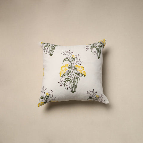 Cotton sanganeri cushion cover (16 x 16 in) 47 - handcrafted