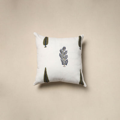 Cotton sanganeri cushion cover (16 x 16 in) 48 - handcrafted