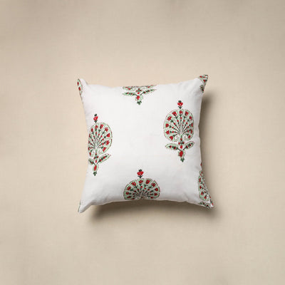 Cotton sanganeri cushion cover (16 x 16 in) 52 - handcrafted