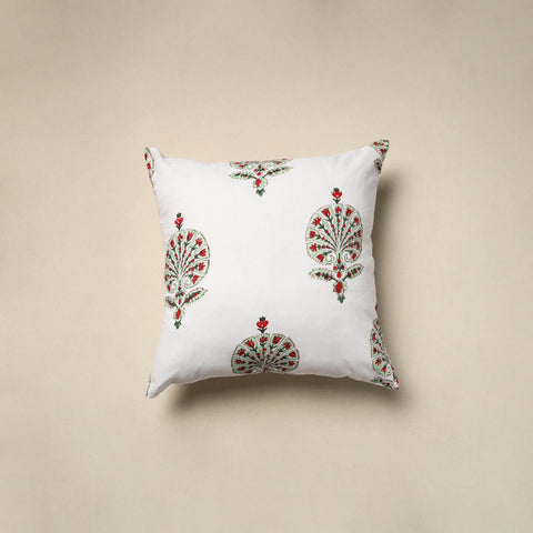 Cotton sanganeri cushion cover (16 x 16 in) 52 - handcrafted