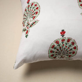 Cotton sanganeri cushion cover (16 x 16 in) 52 - handcrafted