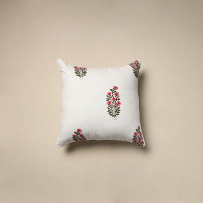 Cotton sanganeri cushion cover (16 x 16 in) 55 - handcrafted