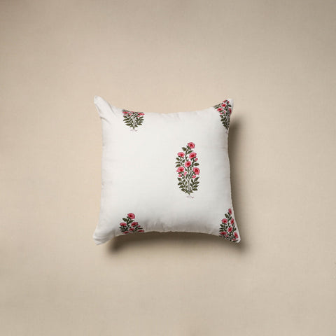 Cotton sanganeri cushion cover (16 x 16 in) 55 - handcrafted